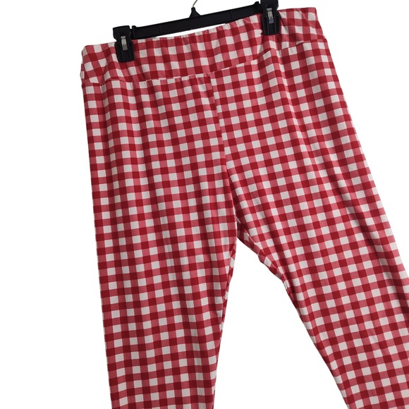 Way to Celebrate! Pants - Way to Celebrate Patriotic Red White Gingham Check Leggings XXL 20 Capri Cropped